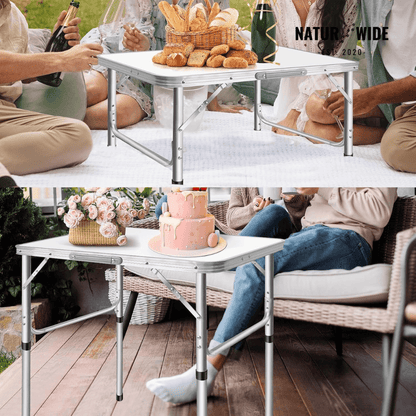 Adjustable Height Folding Camping Table – Portable Aluminum Picnic Desk