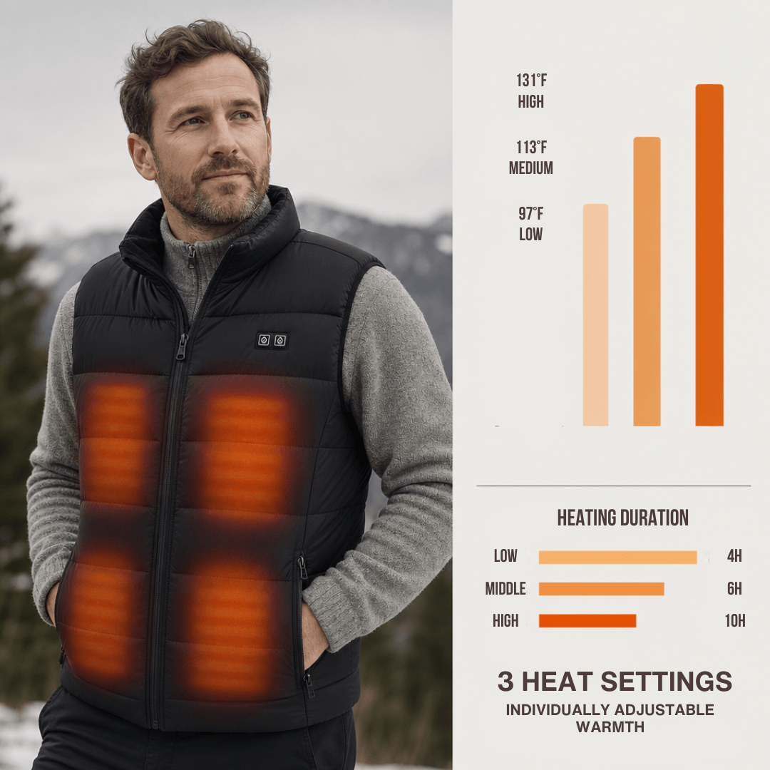 Heated Vest – 9 Heating Zones, USB Rechargeable &amp; Waterproof
