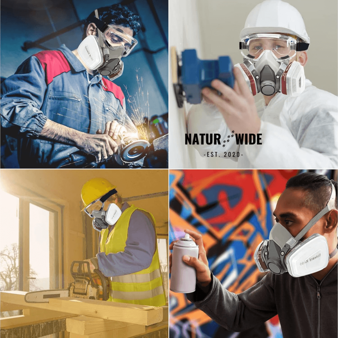 Half Face Respirator Gas Mask with Safety Glasses – Model 6200