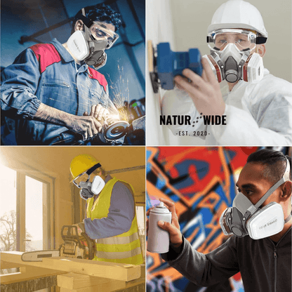Half Face Respirator Gas Mask with Safety Glasses – Model 6200