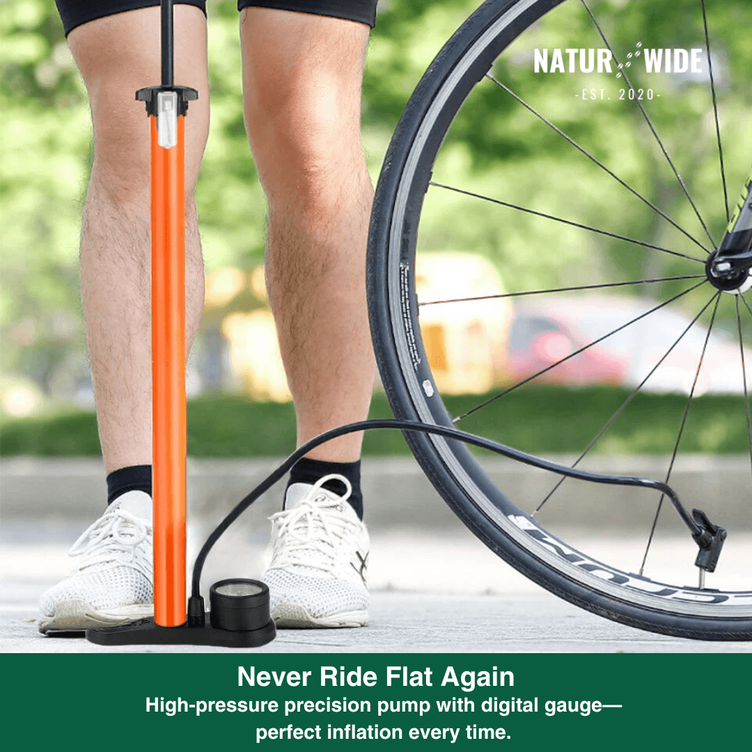 160PSI Portable Bike Pump with Gauge & 3-in-1 Nozzle