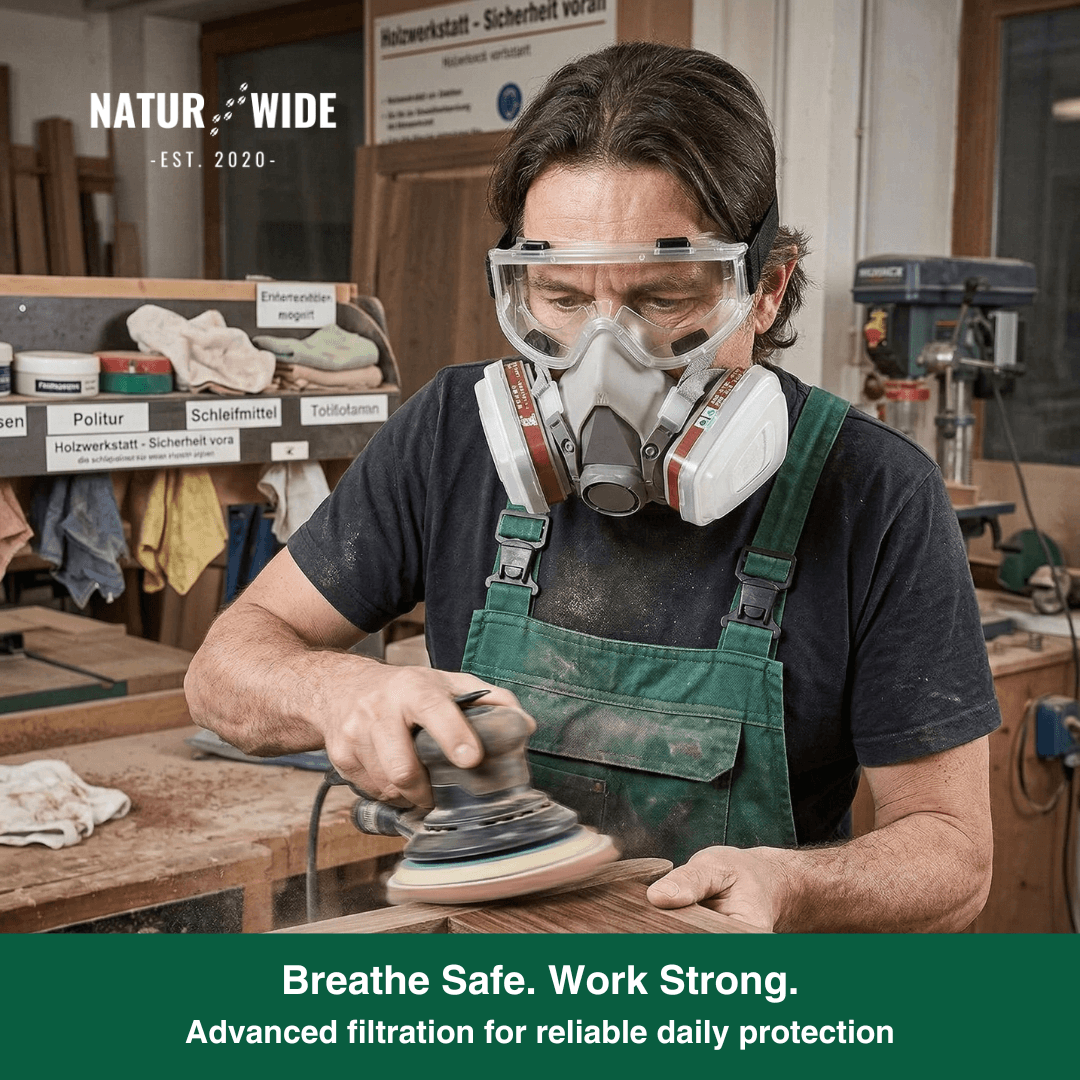 Half Face Respirator Gas Mask with Safety Glasses – Model 6200