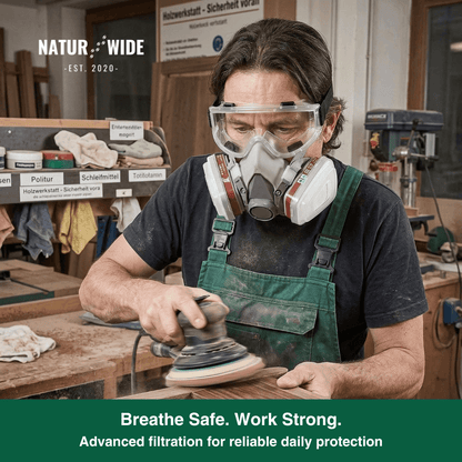 Half Face Respirator Gas Mask with Safety Glasses – Model 6200