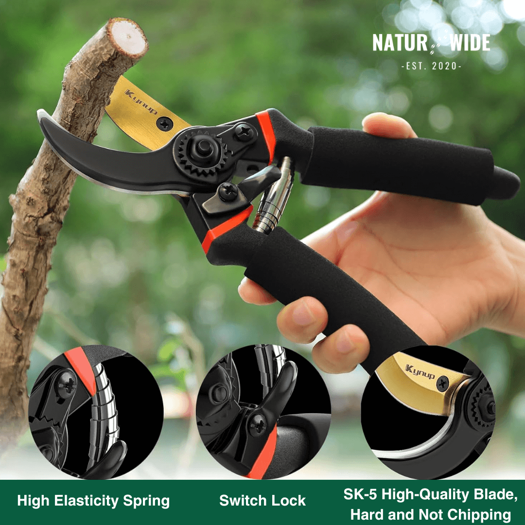 AIRAJ 8.5 Inch Pruner Shears SK5 Blade Pruning Scissors for Bonsai Fruit Trees Flowers Pruners，Ergonomic Non-slip Handles