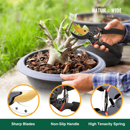 AIRAJ 8.5 Inch Pruner Shears SK5 Blade Pruning Scissors for Bonsai Fruit Trees Flowers Pruners，Ergonomic Non-slip Handles