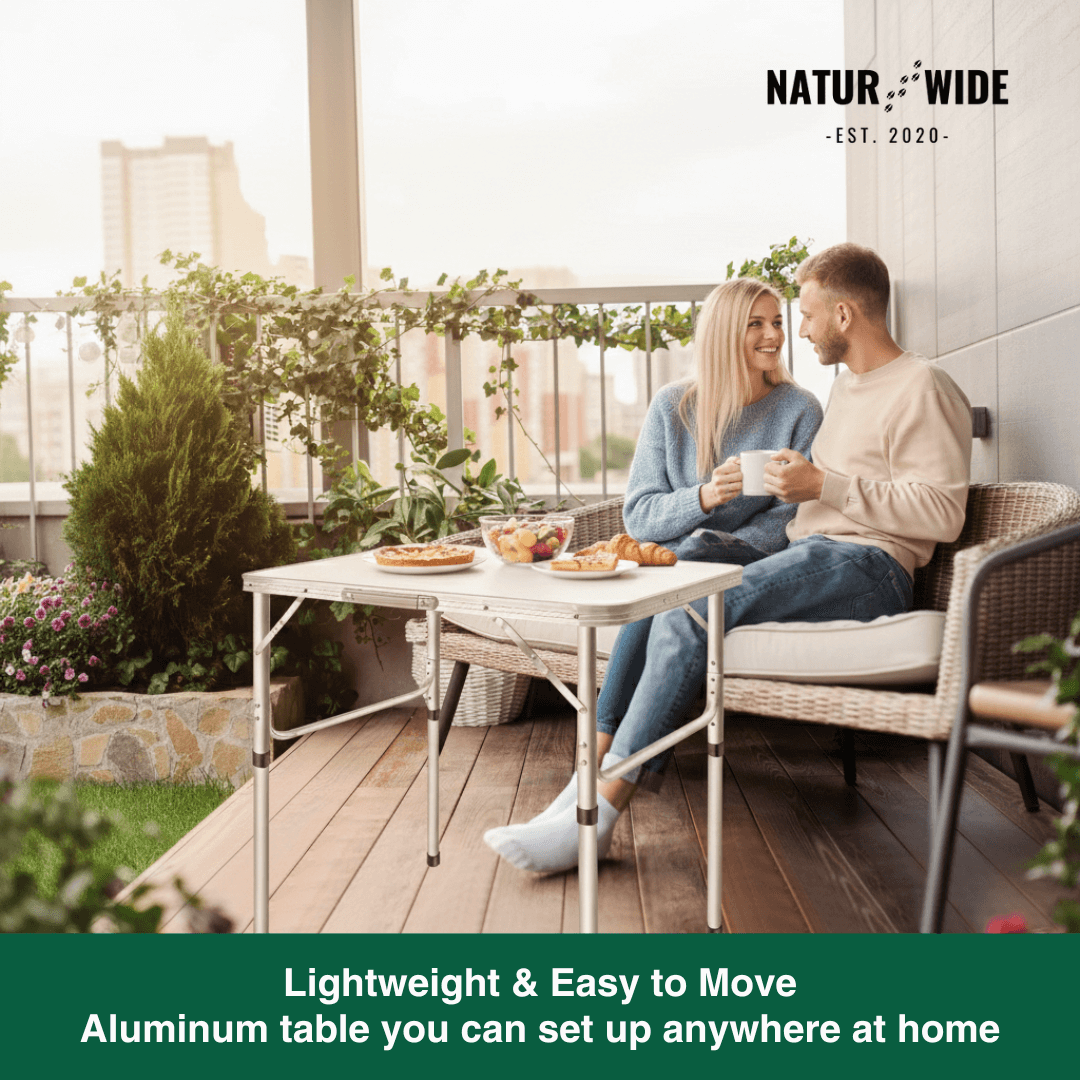 Adjustable Height Folding Camping Table – Portable Aluminum Picnic Desk