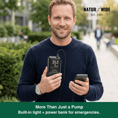 Cordless Tire Inflator – Portable Digital Air Pump & Power Bank