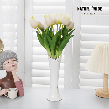 5-Piece Bundle Artificial Tulips – Realistic Faux Flowers