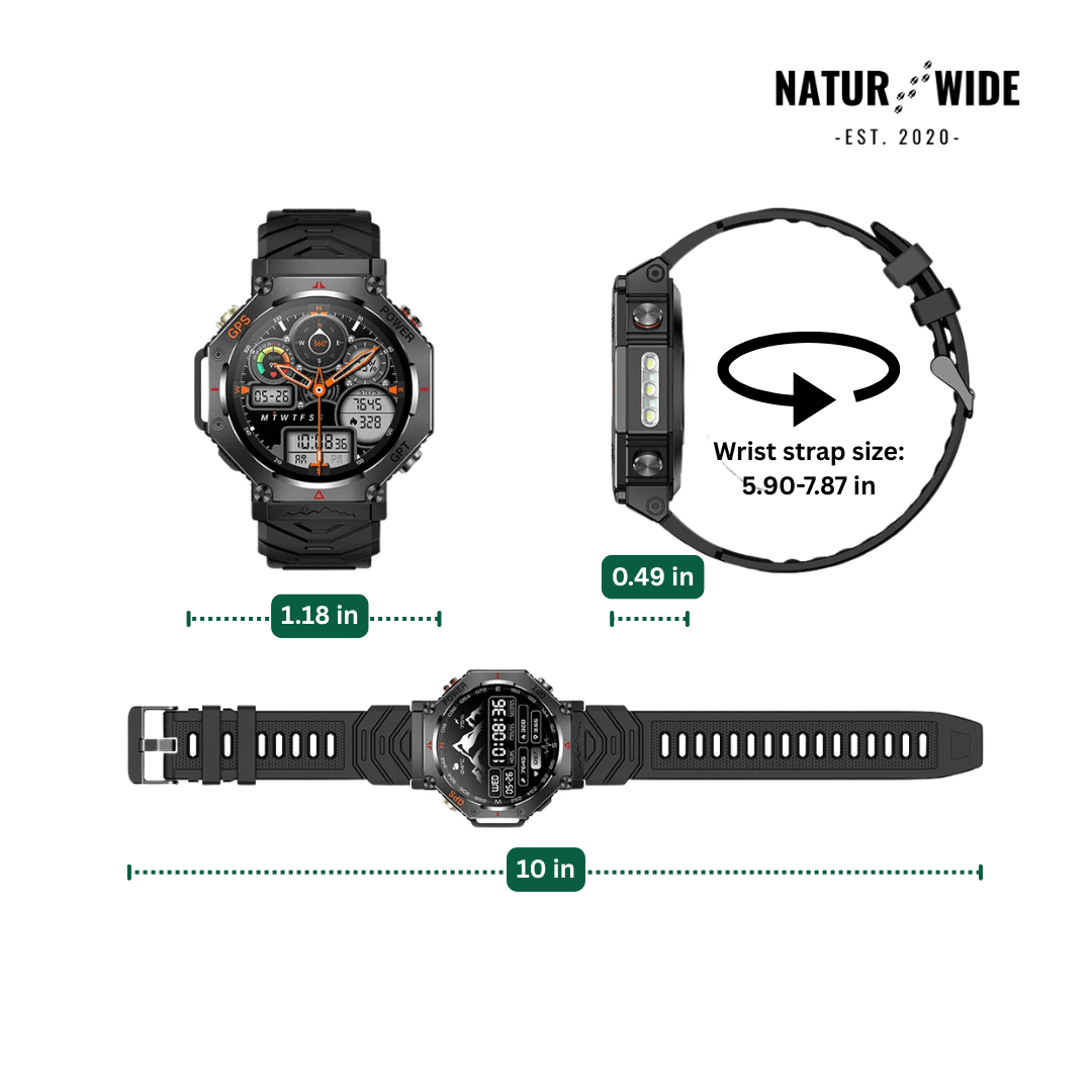 Military GPS Smart Watch – AMOLED, 10ATM, HD Bluetooth Call