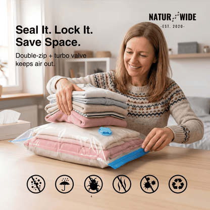 Vacuum Storage Bags for Clothes & Bedding – Space Saver 3-Pack