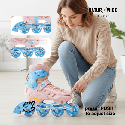 Adjustable Inline Skates for Kids and Adults Full Lights Up PU Wheels Outdoor Roller Skates Aluminum Alloy Bracket