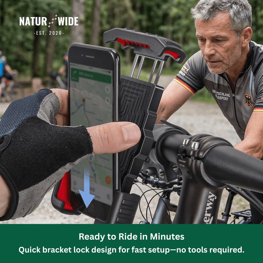 Secure Motorcycle & Bike Phone Mount - 1s Quick Lock