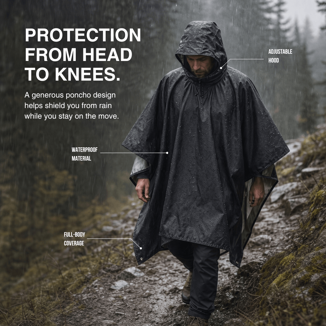 3 in 1 rain poncho – protection for all weather conditions