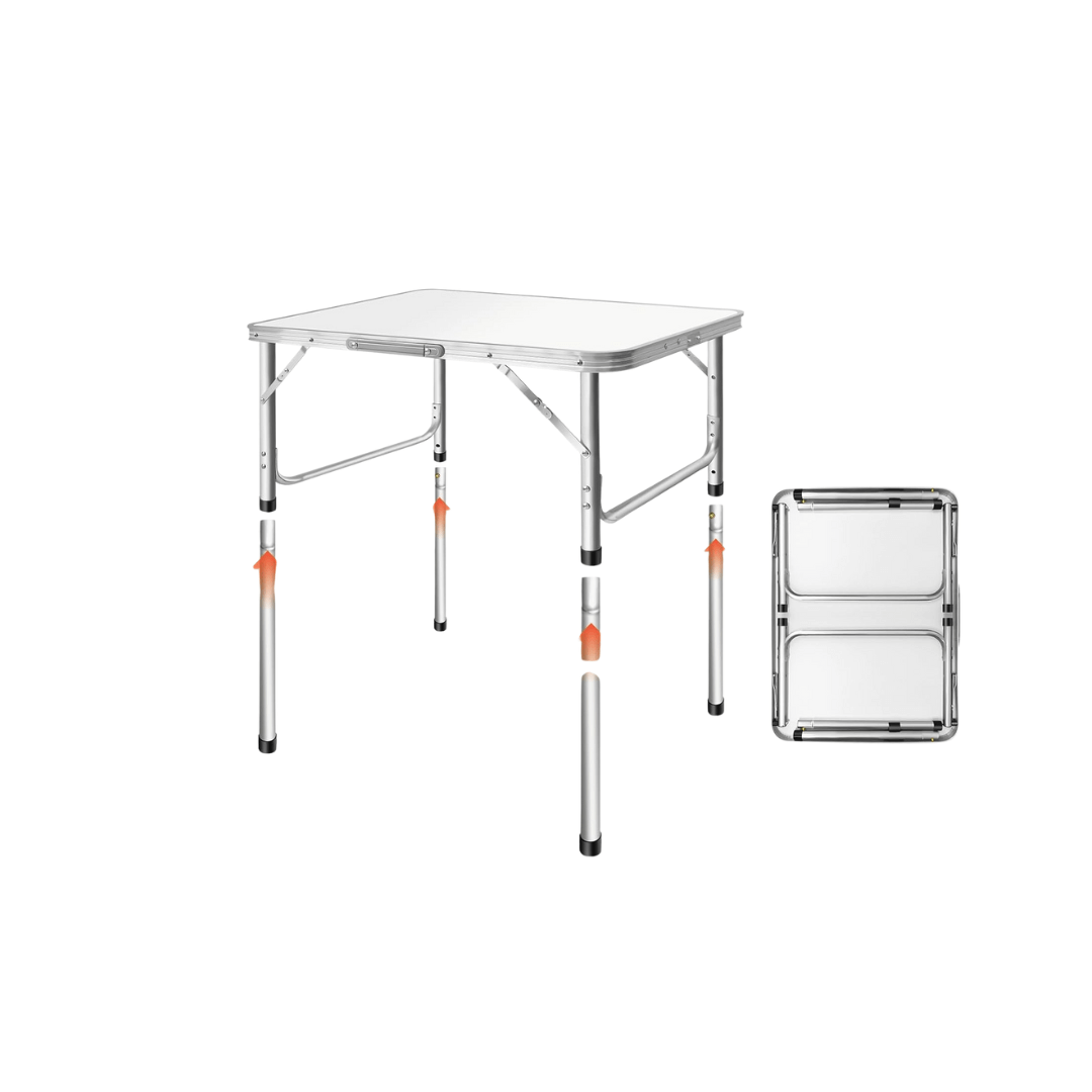Adjustable Height Folding Camping Table – Portable Aluminum Picnic Desk