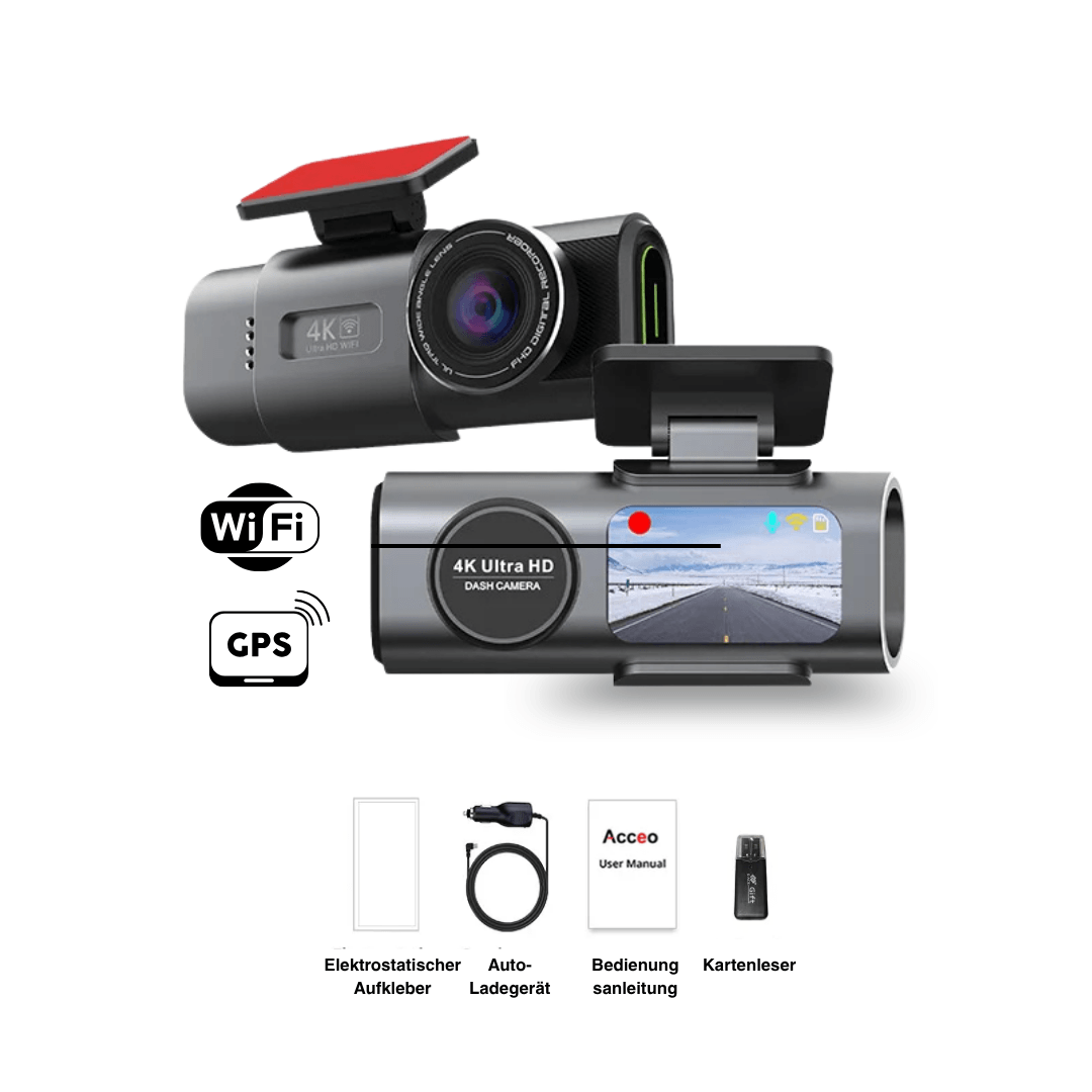4K Dash Cam with Night Vision, Wi-Fi, GPS & 24H Parking Monitor