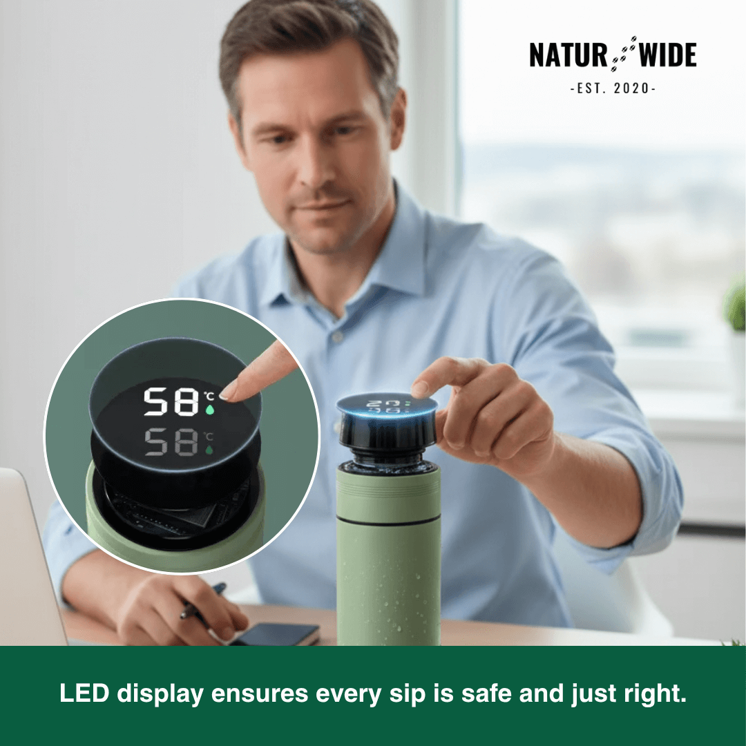 NaturWide Temperature Display 500ml Thermos Cup stainless steel