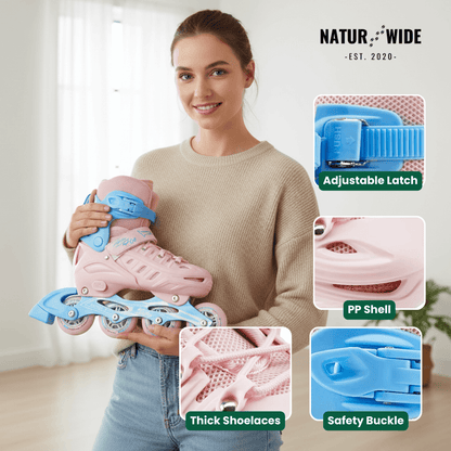 Adjustable Inline Skates for Kids and Adults Full Lights Up PU Wheels Outdoor Roller Skates Aluminum Alloy Bracket