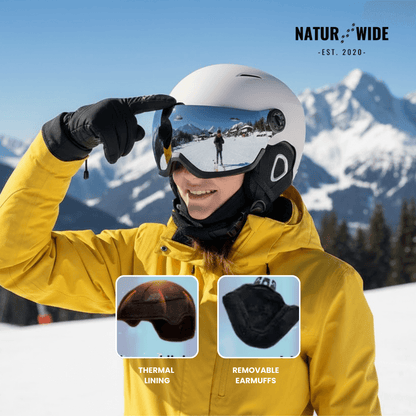 Premium Ski Helmet with Integrated Goggles – Warm &amp; Shockproof