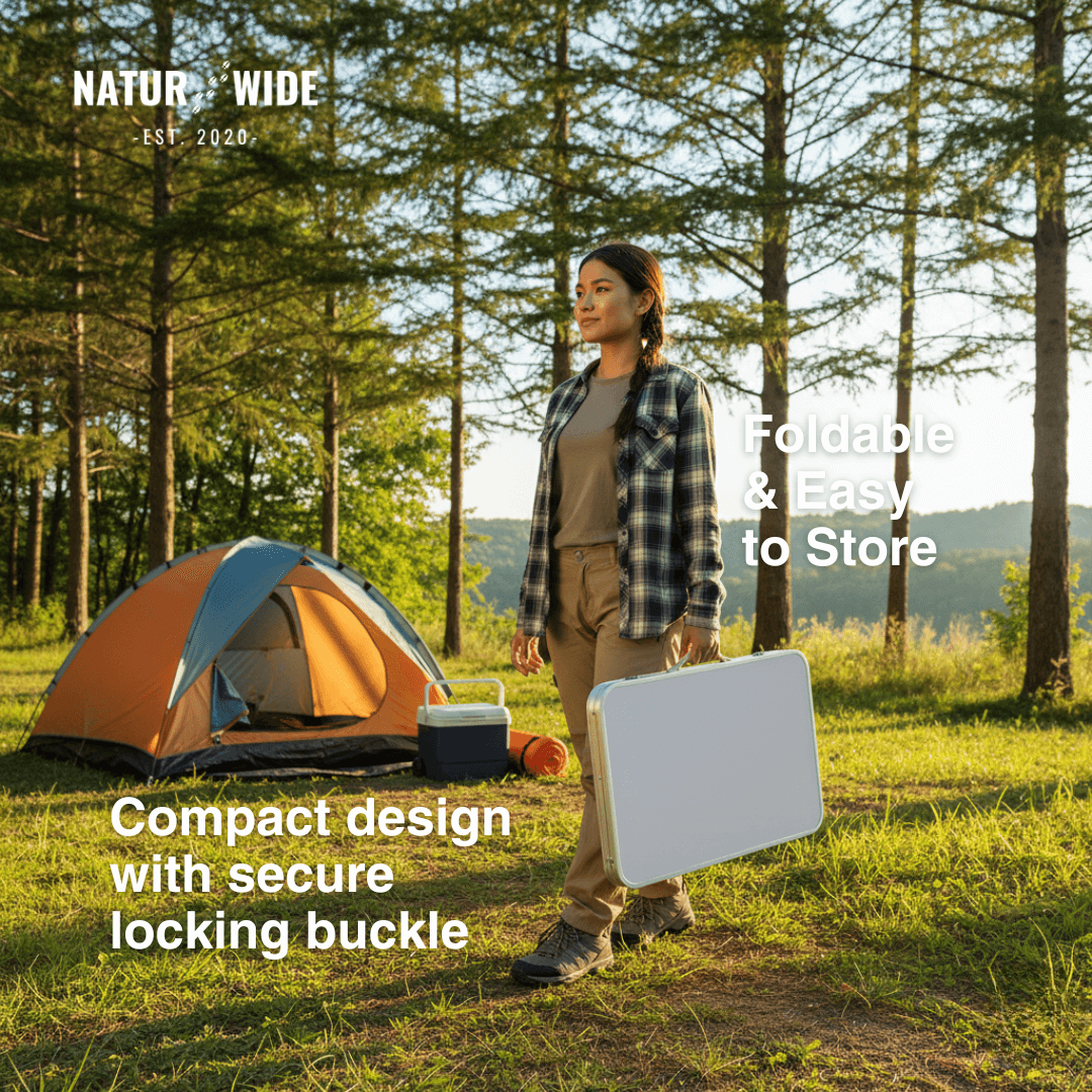 Adjustable Height Folding Camping Table – Portable Aluminum Picnic Desk