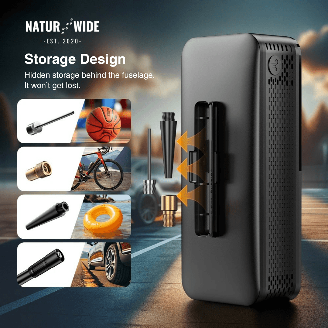 Cordless Tire Inflator – Portable Digital Air Pump & Power Bank