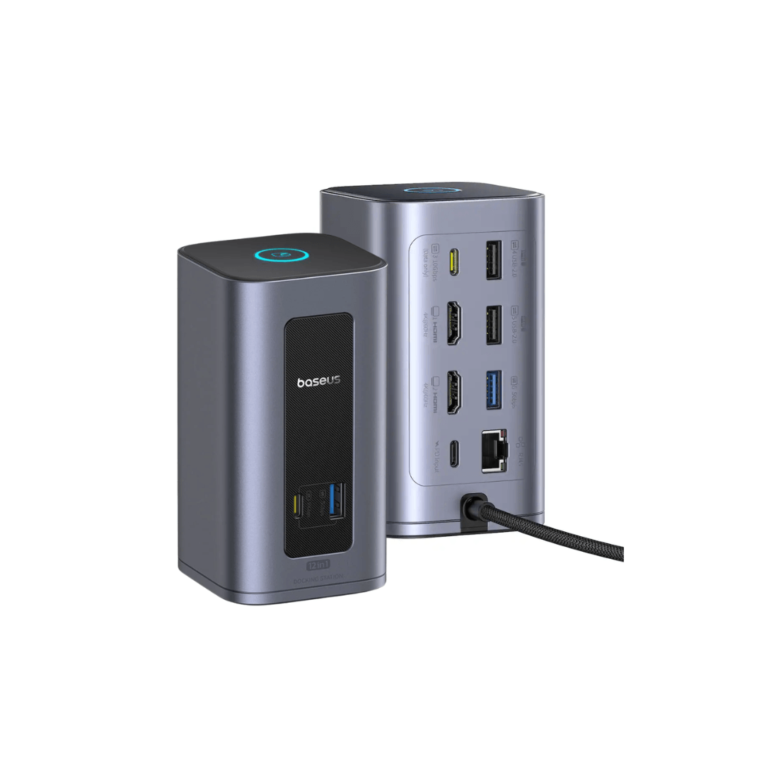 12-in-1 USB-C Hub – Dual 4K HDMI, 100W PD, RJ45, SD/TF