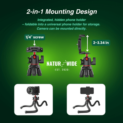 Flexible Octopus Tripod – Versatile for Camera &amp; Smartphone