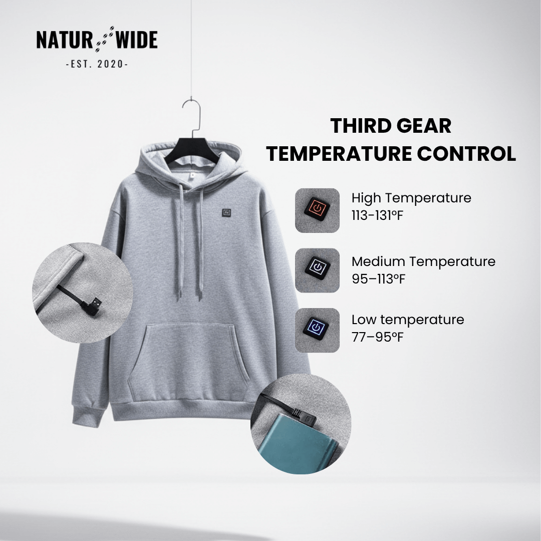 USB Heated Hoodie – Unisex Zip-Up with Thick Wool Lining