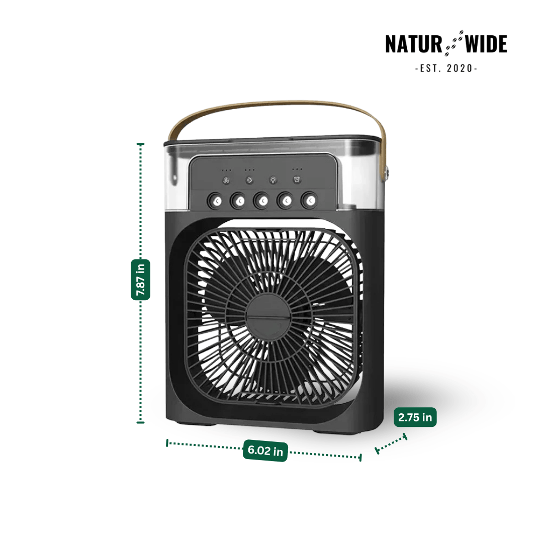 3-in-1 USB Air Cooler Fan – Humidifier & 7-Color LED Night Light