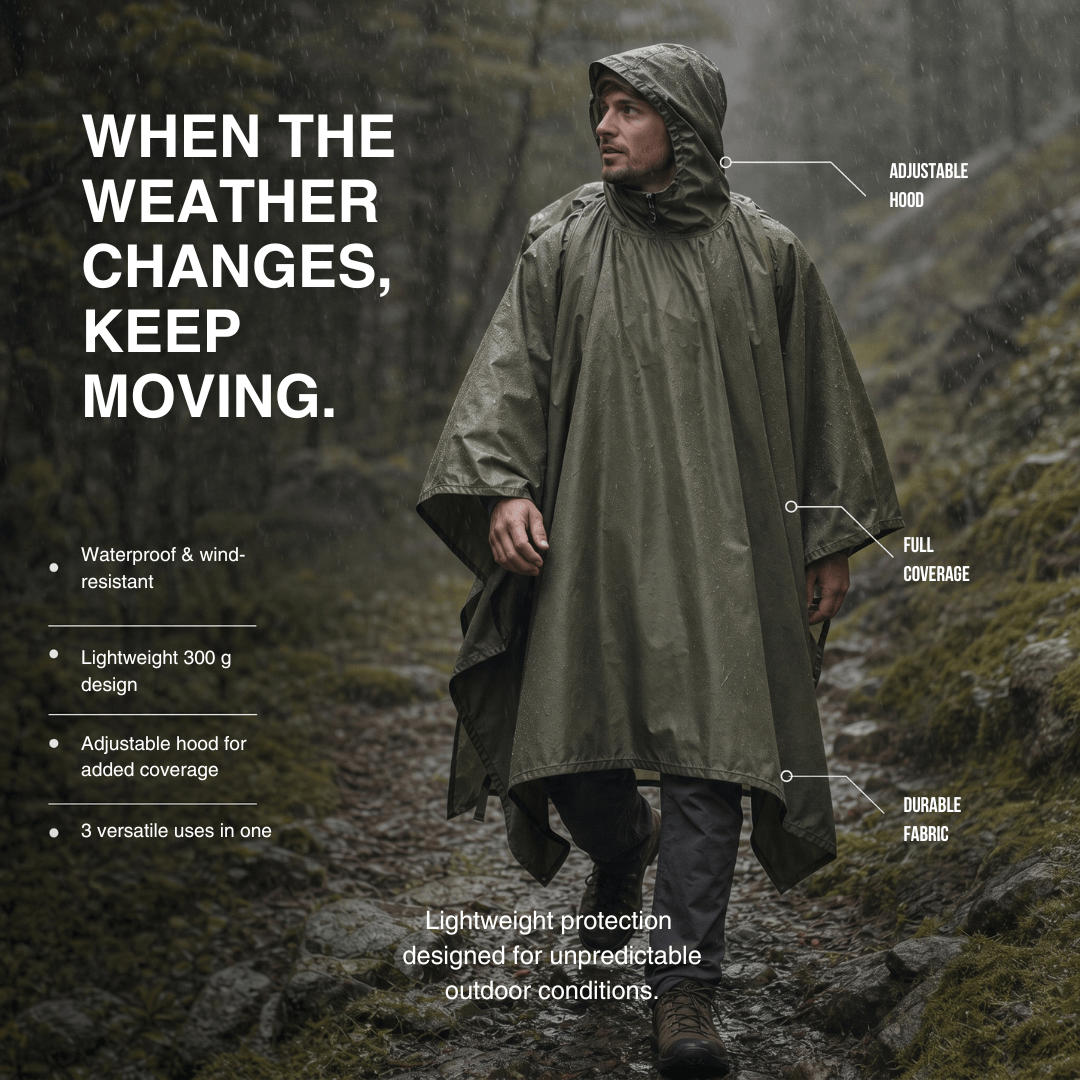 3 in 1 rain poncho – protection for all weather conditions