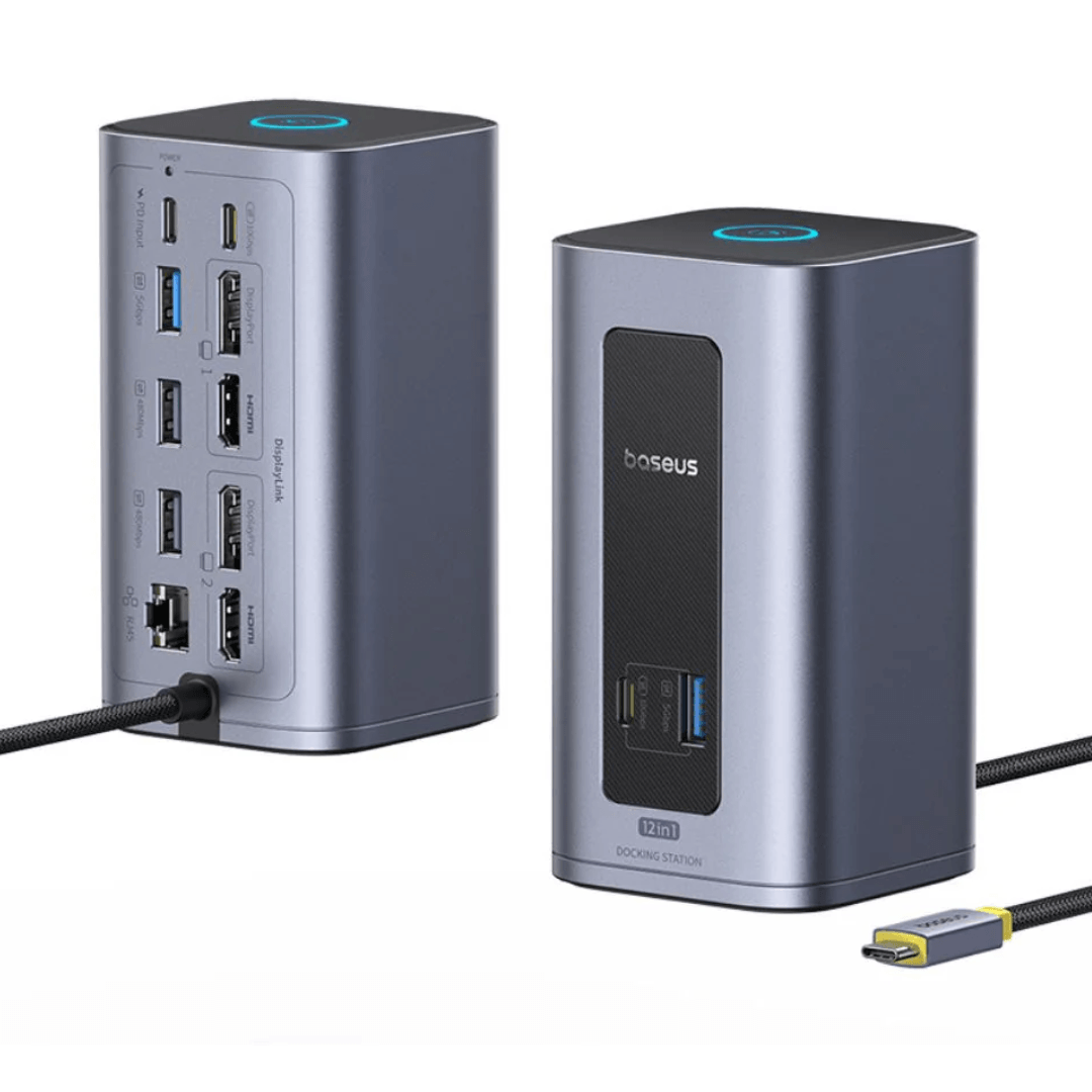 12-in-1 USB-C Hub – Dual 4K HDMI, 100W PD, RJ45, SD/TF