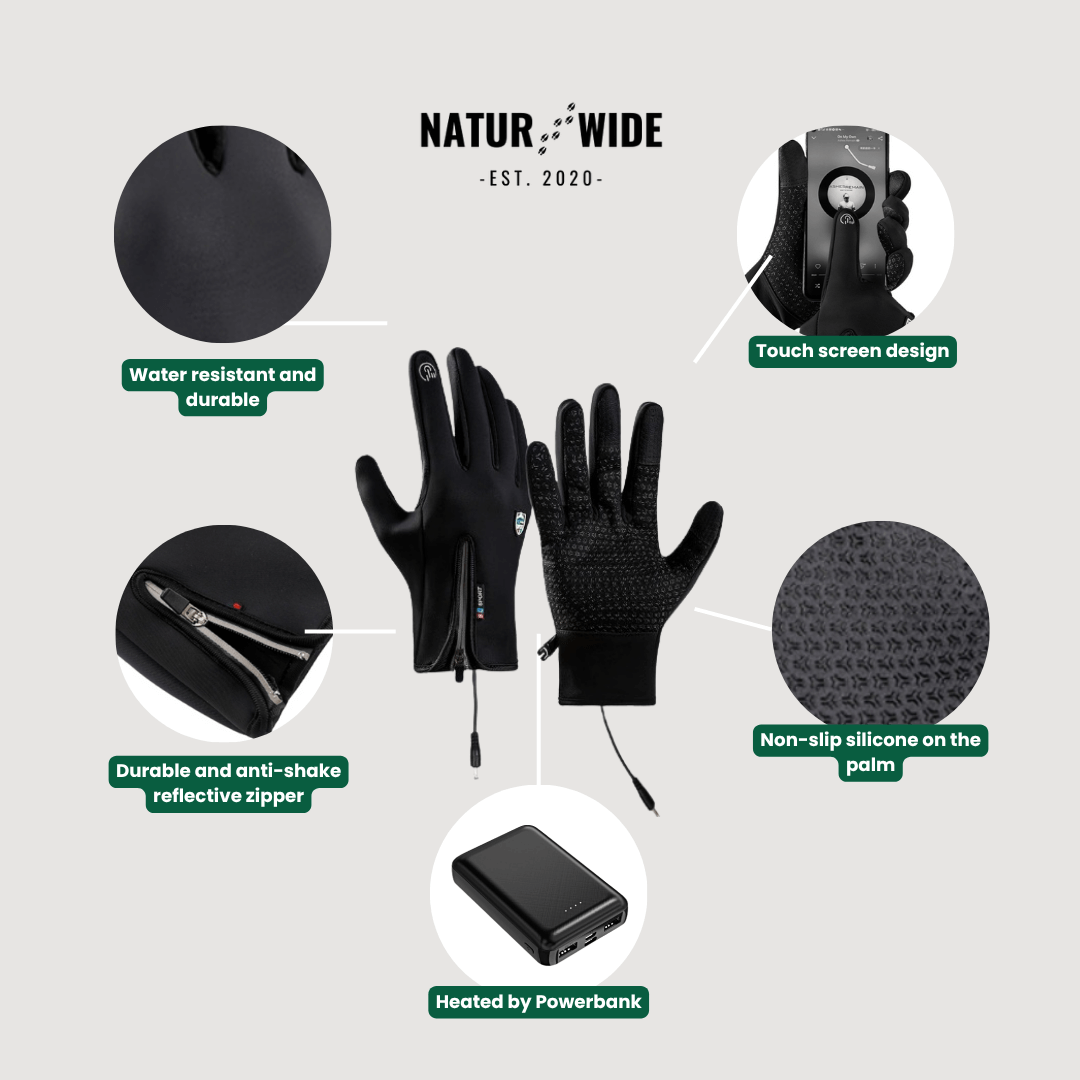 Heated Gloves (Power Bank Powered) – Waterproof &amp; Windproof